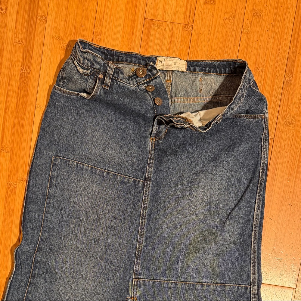 Free People Leanne Patchwork Denim Maxi Skirt Size 28 - Picture 6 of 16